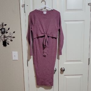 Isabel Maternity by Ingrid & Isabel Purple Tie Front Long Sleeve Dress
